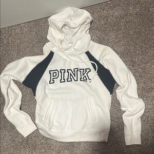PINK Victoria's Secret Women's White and Black Hoodie